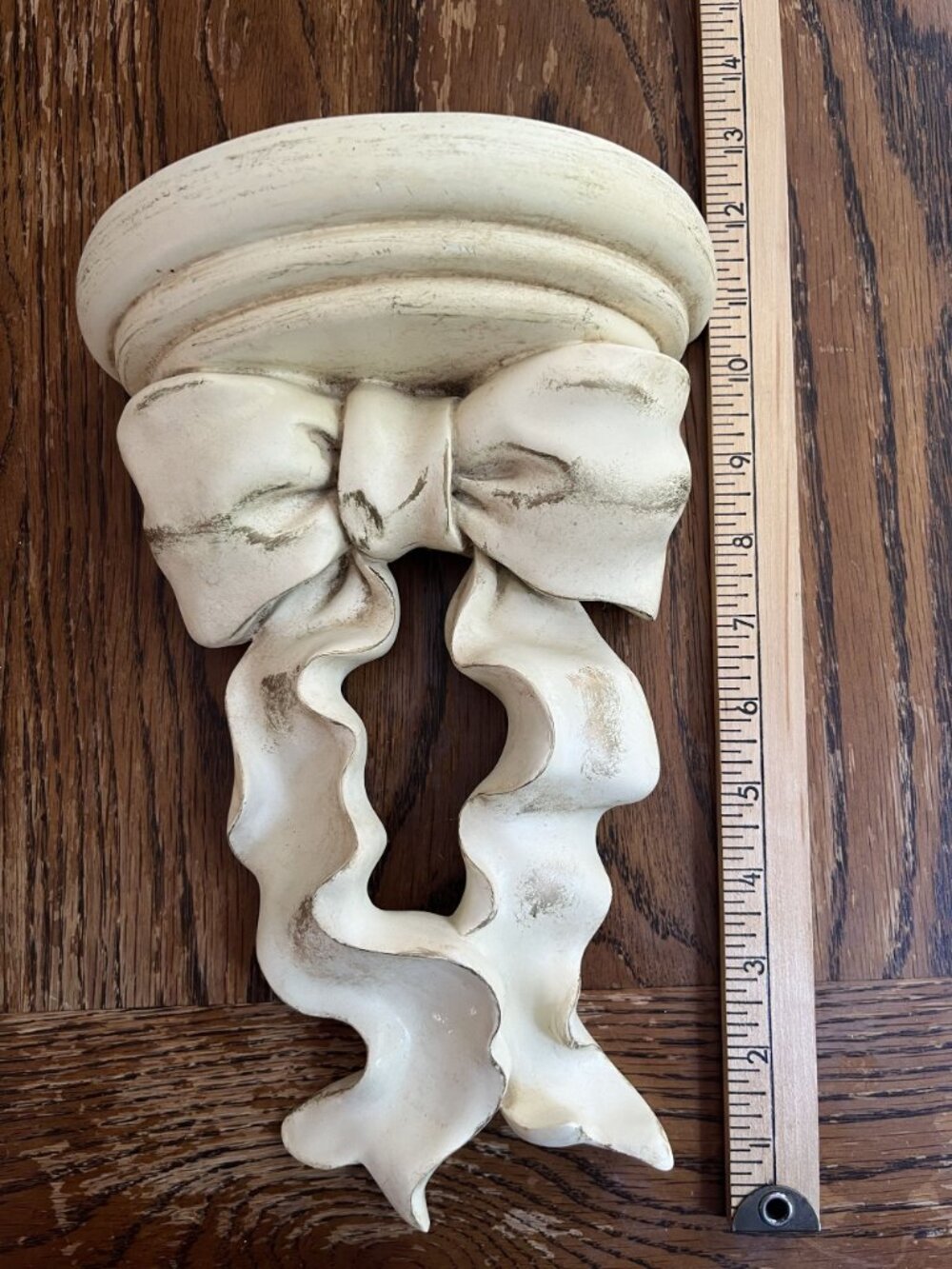 Vintage Bow Floating Wall Shelf Sculpted Ribbon Ivory Ornate Shelf - Picture 6 of 7